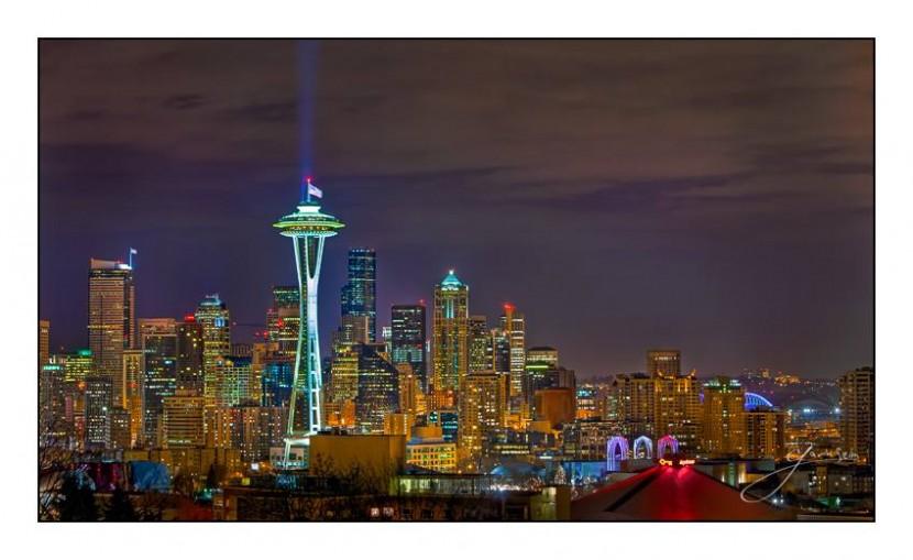 Midnight Seattle - Seattle WA from Kerry Park, 2009.